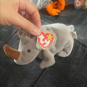 Spike Gray Rhino TY Beanie Baby Plush Toy